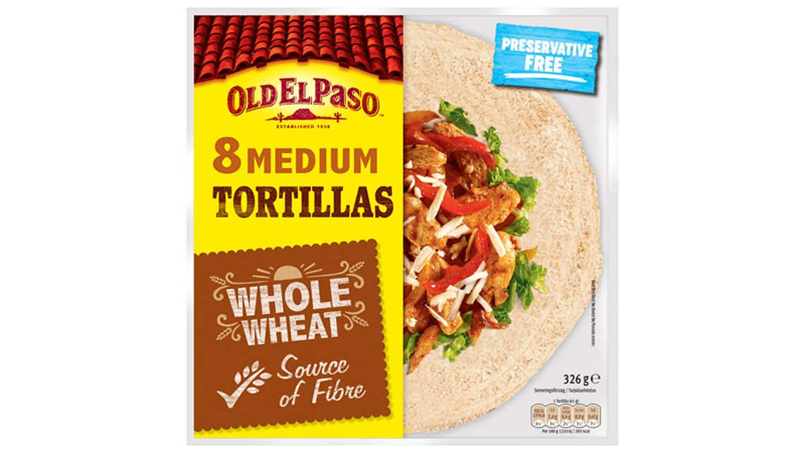 Eight Medium Tortillas Whole Wheat